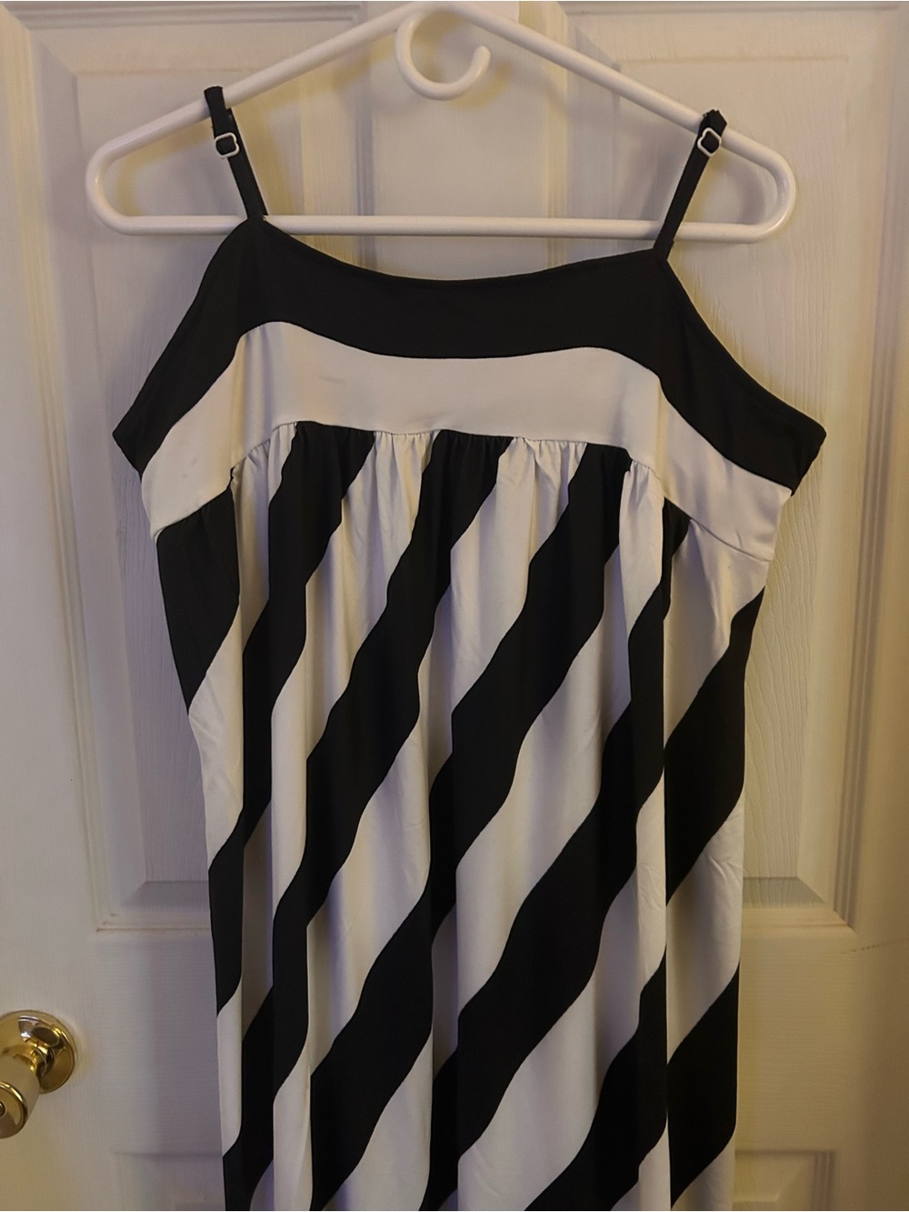 Black and White Striped Spaghetti Strap Maxi Dress